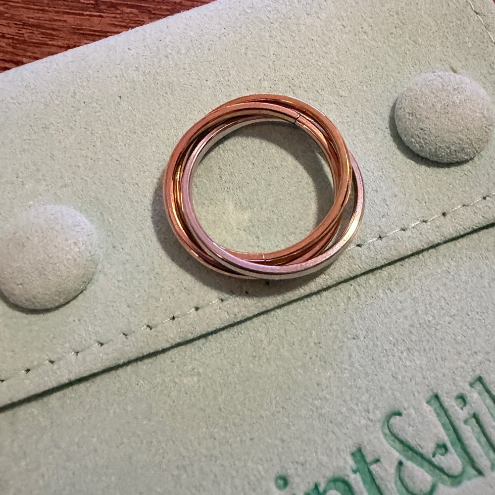 Elegant Tri-Color Interlocking Fidget Ring
